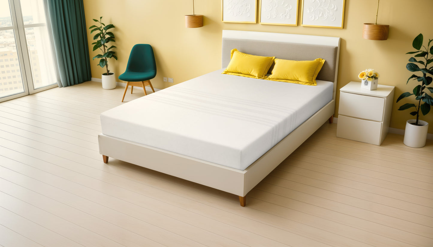 Breasley Uno sunrise Fresh Pocket Mattress in bed frame