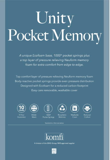 Komfi Unity Memory 1000 Pocket Sprung 20cm Mattress