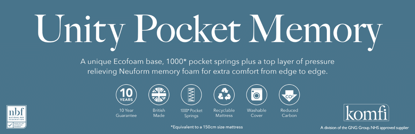 Komfi Unity Memory 1000 Pocket Sprung 20cm Mattress