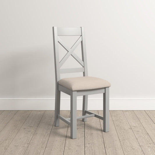 Windsor Cross Back Chair (Box of 2) Pebble Grey/Oat Fabric