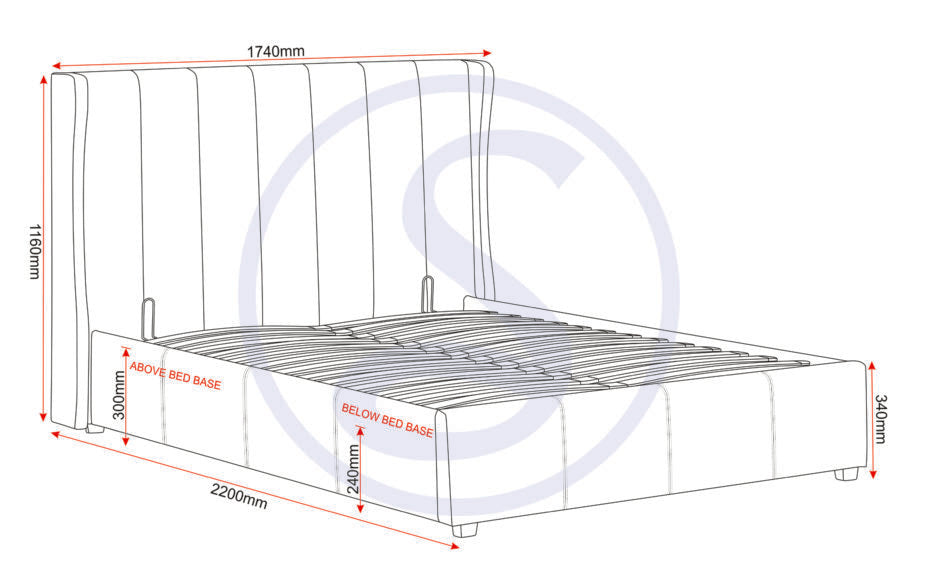 Amelia Plus 5' Storage Bed Dark Grey Fabric