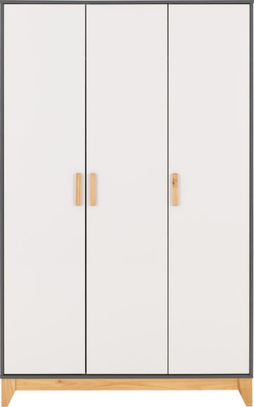 Cleveland 3 Door Wardrobe White/Grey Metal Effect