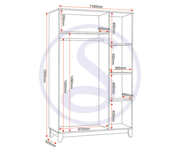 Cleveland 3 Door Wardrobe White/Grey Metal Effect