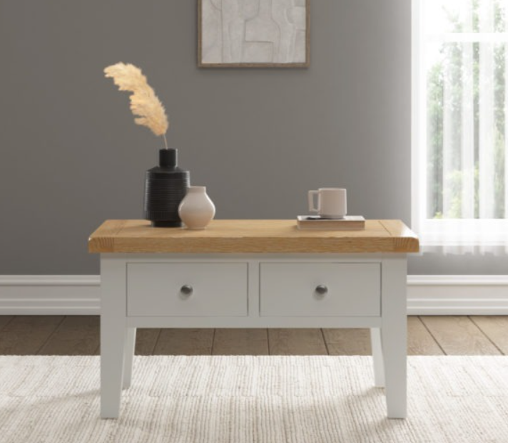 Windsor 2 Drawer Coffee Table Ivory/Oak