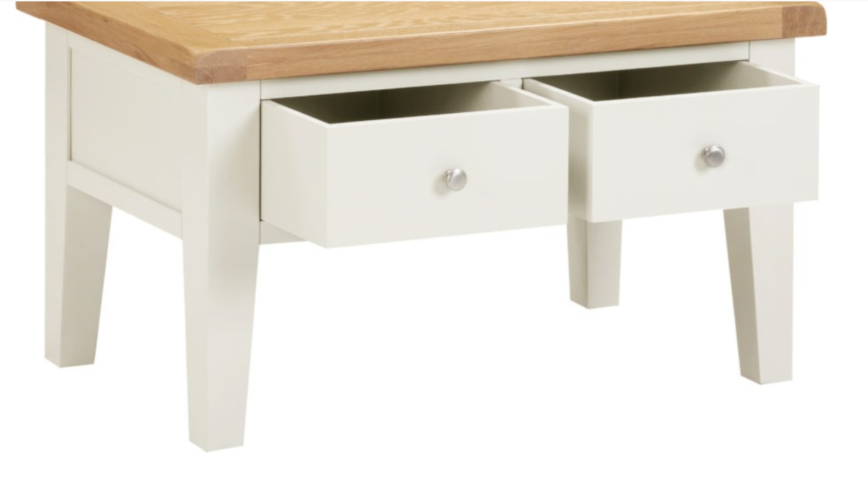 Windsor 2 Drawer Coffee Table Ivory/Oak
