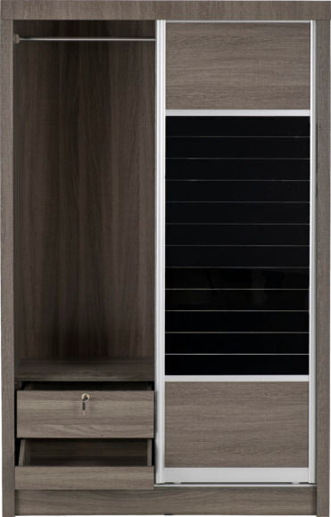 Lisbon 2 Door Sliding Wardrobe Black Wood Grain