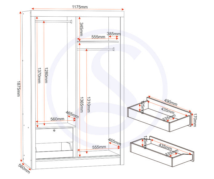 Lisbon 2 Door Sliding Wardrobe Black Wood Grain