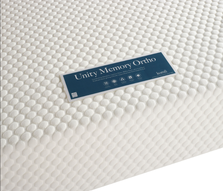 Komfi Unity Memory Ortho 19cm Mattress - Label view, close up