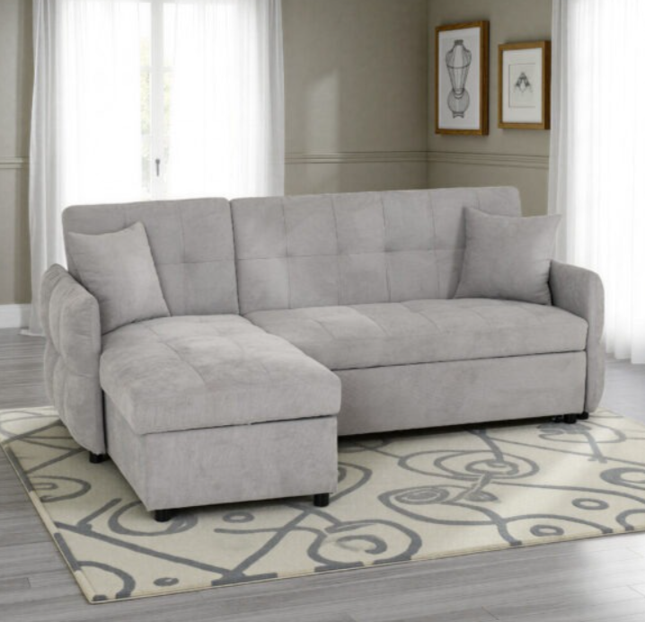 Chelsea Corner Sofa Bed Silver Grey Fabric