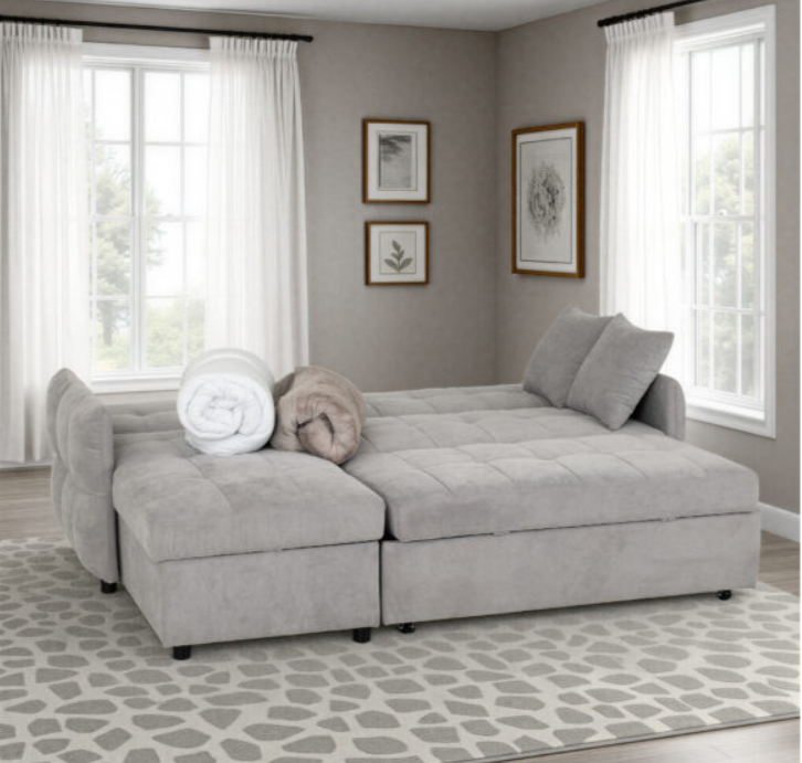 Chelsea Corner Sofa Bed Silver Grey Fabric