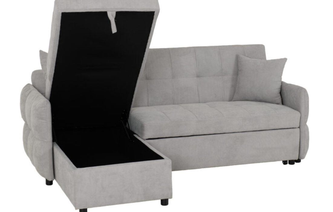 Chelsea Corner Sofa Bed Silver Grey Fabric