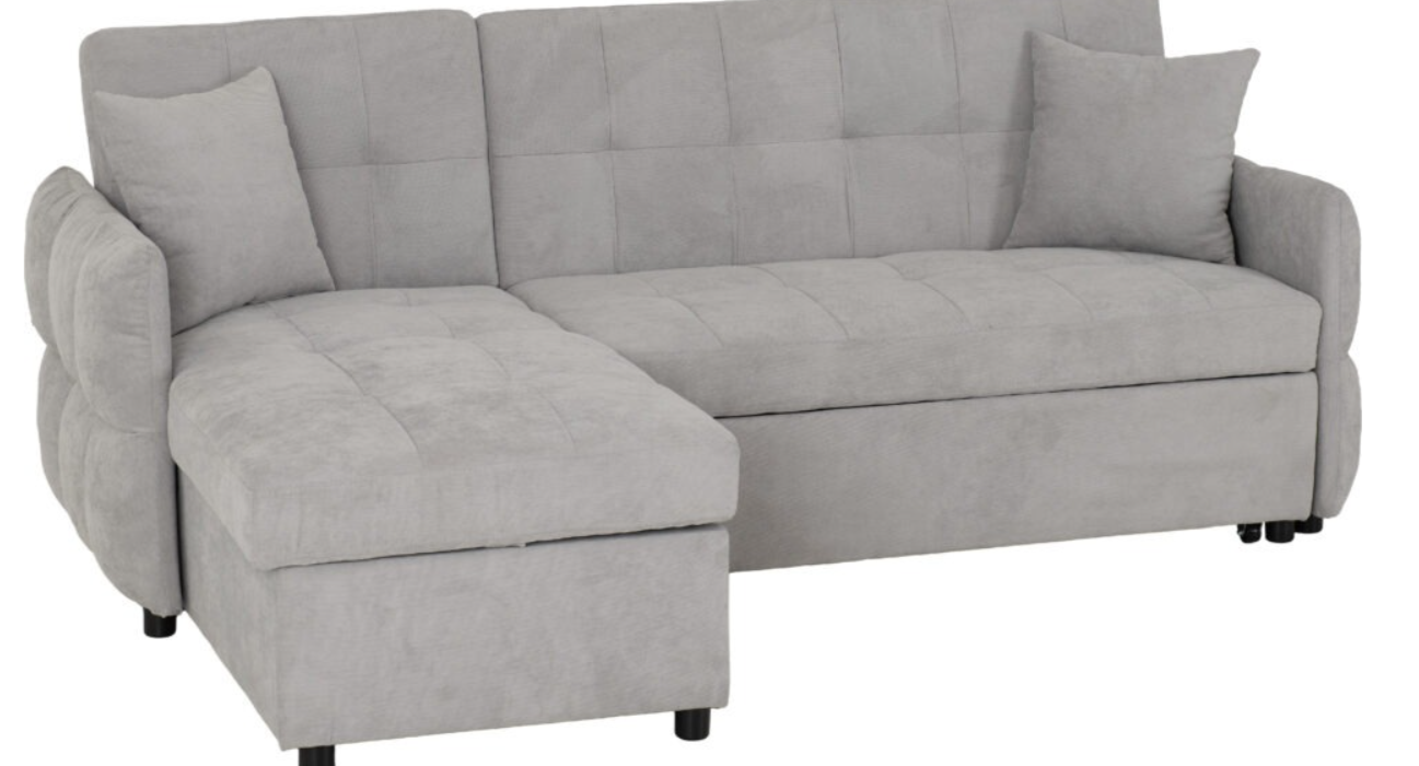 Chelsea Corner Sofa Bed Silver Grey Fabric