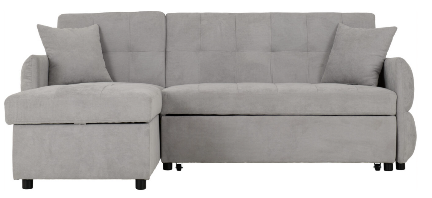 Chelsea Corner Sofa Bed Silver Grey Fabric