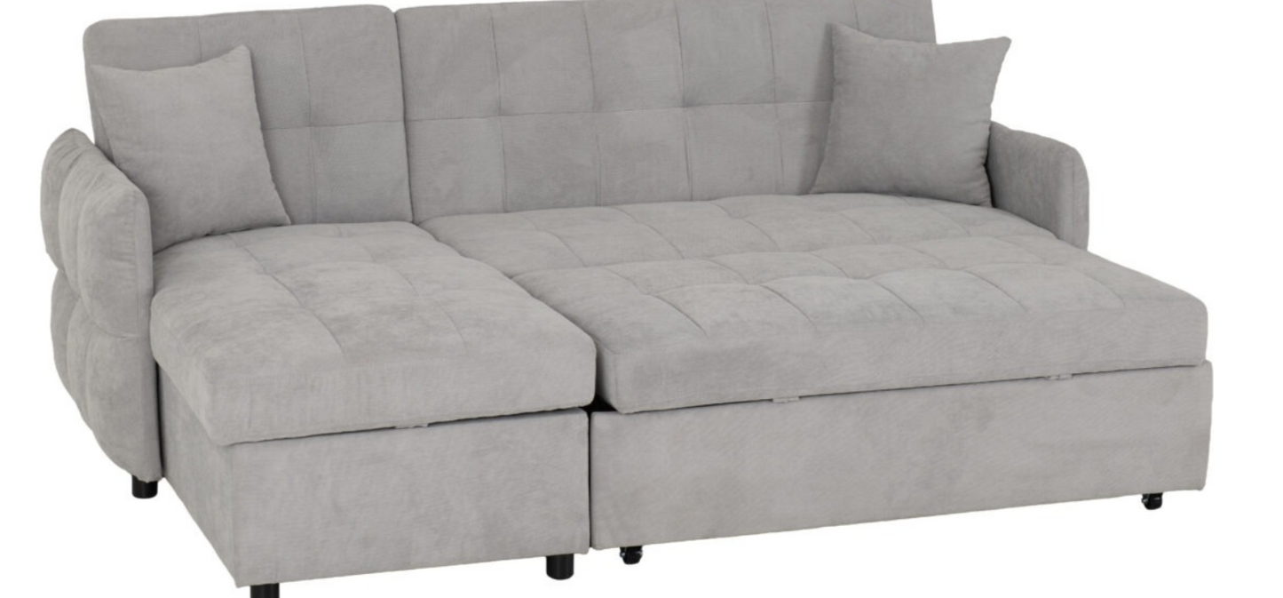Chelsea Corner Sofa Bed Silver Grey Fabric