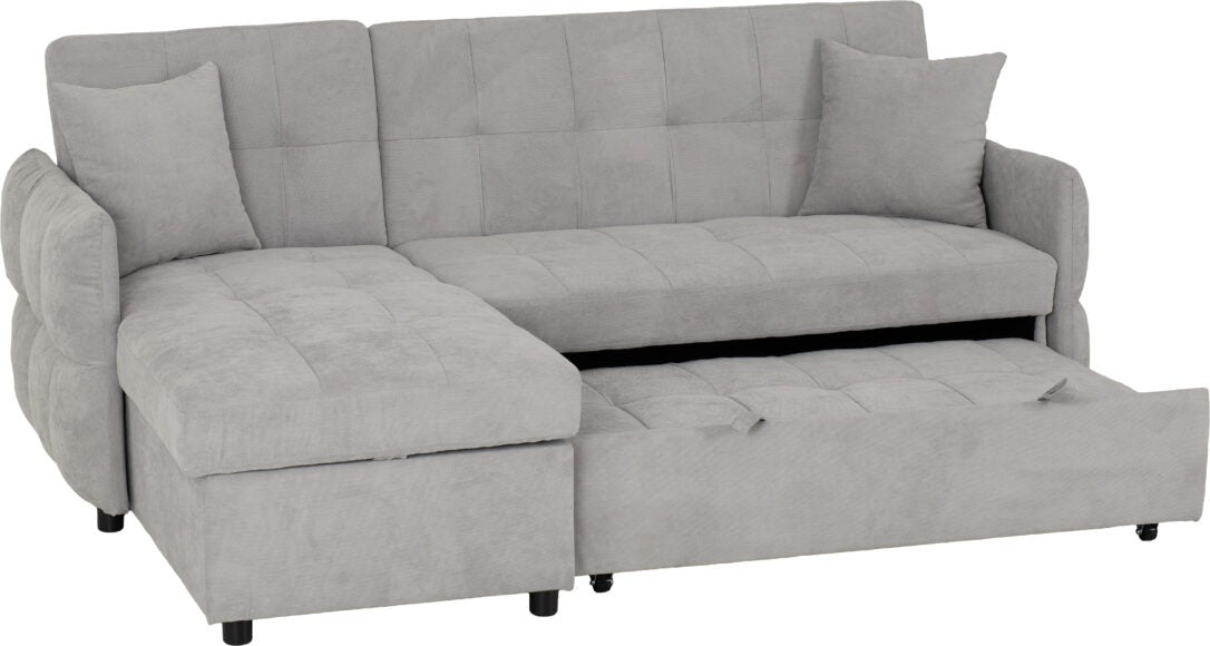 Chelsea Corner Sofa Bed Silver Grey Fabric