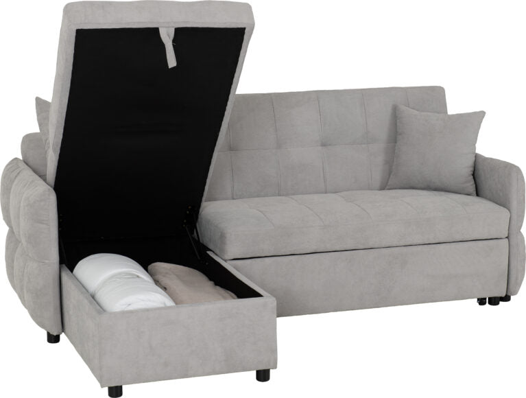 Chelsea Corner Sofa Bed Silver Grey Fabric