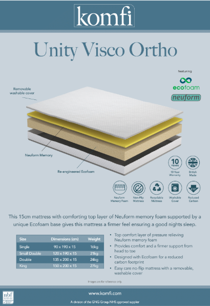 Komfi Unity Visco Ortho 15cm Mattress
