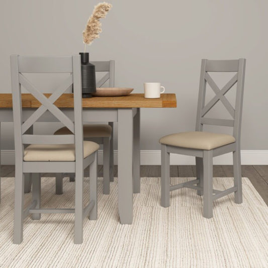 Windsor Large Extending Dining Table Pebble Grey/Oak 4 + 6 Seater